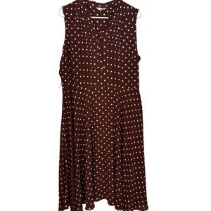 Nanette‎ Lepore Midi Dress Women's 14 Brown Polka Dot Pretty Woman -Missing Belt